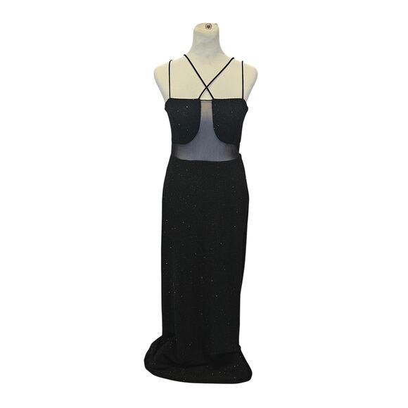 Blondie nites jaslene black formal sparkle maxi junior 11 womens medium y2k - Picture 1 of 10